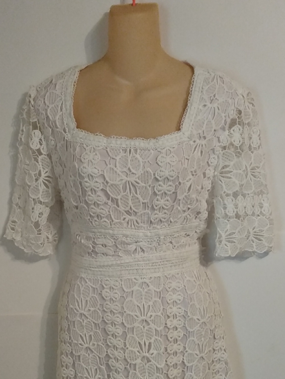 White Lace crochet Boho Bohemian Whimsygoth  Fairy Maxi Dress - Picture 3 of 11